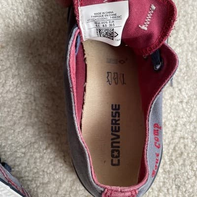 Chuck Taylor Converse Low Women 8.5 Men 6.5 Preowned Rare Equi Comp Blue/Maroon - Thumbnail 9