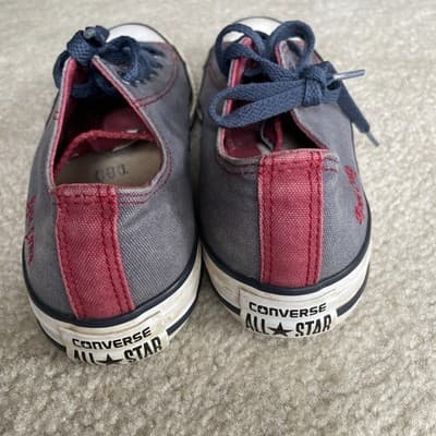 Chuck Taylor Converse Low Women 8.5 Men 6.5 Preowned Rare Equi Comp Blue/Maroon - Thumbnail 5