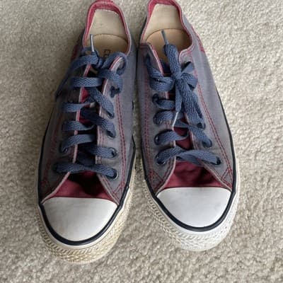 Chuck Taylor Converse Low Women 8.5 Men 6.5 Preowned Rare Equi Comp Blue/Maroon - Thumbnail 6