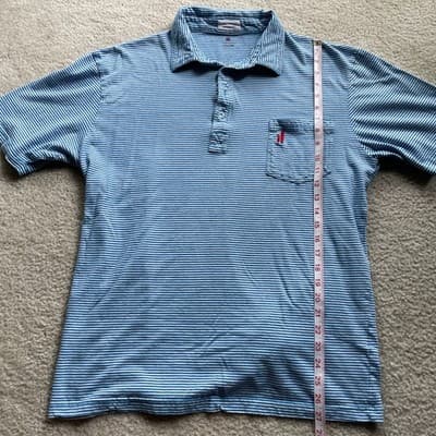 Johnnie O Polo 100% Cotton Mens xl Blue Striped Preowned Good - Thumbnail 4