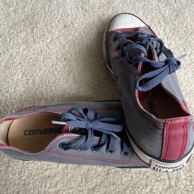 Chuck Taylor Converse Low Women 8.5 Men 6.5 Preowned Rare Equi Comp Blue/Maroon - Thumbnail 4