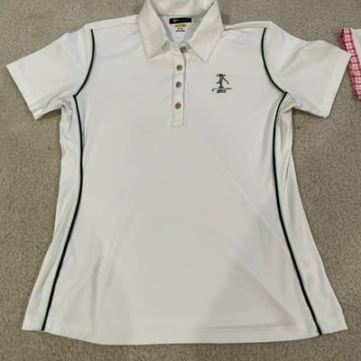 Golf Polos Womens Size Medium Lot of 2, Country Club Logos, White Footjoy Norman - Thumbnail 2