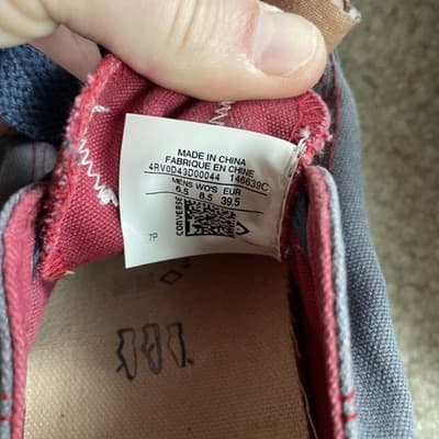 Chuck Taylor Converse Low Women 8.5 Men 6.5 Preowned Rare Equi Comp Blue/Maroon - Thumbnail 10
