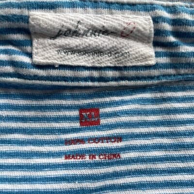 Johnnie O Polo 100% Cotton Mens xl Blue Striped Preowned Good - Thumbnail 2