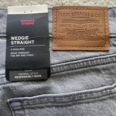 Levis Wedgie Straight Gray Womens Size 27 Brand New with Tags NWT - Thumbnail 8