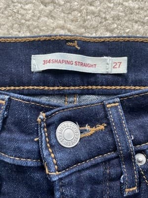 Levis 314 Shaping Straight Womens Size 27 Dark Blue Jeans Preowned - Thumbnail 2