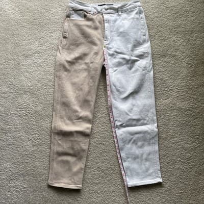Hollister Ultra High Rise Mom Jean White & Tan Womens Size 9R 28x27 Preowned - Thumbnail 3