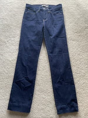 Levis 314 Shaping Straight Womens Size 27 Dark Blue Jeans Preowned - Thumbnail 3