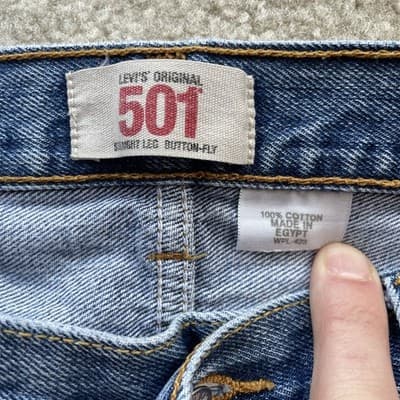 Levis 501 Straight Leg Button Fly 100% Cotton Mens 38x32 Preowned - Thumbnail 3