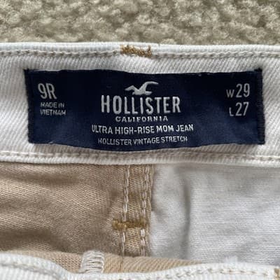 Hollister Ultra High Rise Mom Jean White & Tan Womens Size 9R 28x27 Preowned - Thumbnail 2