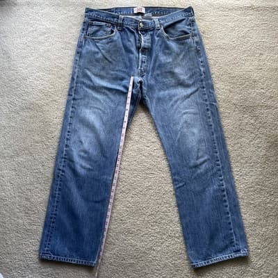 Levis 501 Straight Leg Button Fly 100% Cotton Mens 38x32 Preowned - Thumbnail 4