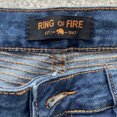 Ring Of Fire Slim Fit Moto Mens Size 33x30 Blue Jeans Preowned - Thumbnail 2