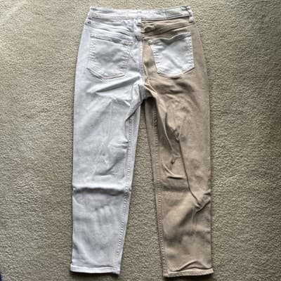 Hollister Ultra High Rise Mom Jean White & Tan Womens Size 9R 28x27 Preowned - Thumbnail 9