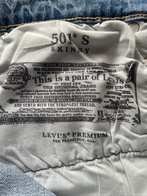 Levis 501 Skinny Fit Mens 29x28 Blue Jeans Preowned - Thumbnail 11