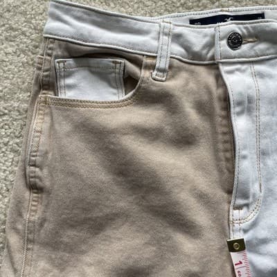 Hollister Ultra High Rise Mom Jean White & Tan Womens Size 9R 28x27 Preowned - Thumbnail 7