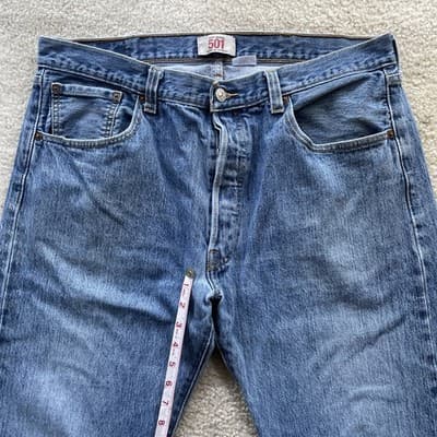 Levis 501 Straight Leg Button Fly 100% Cotton Mens 38x32 Preowned - Thumbnail 2