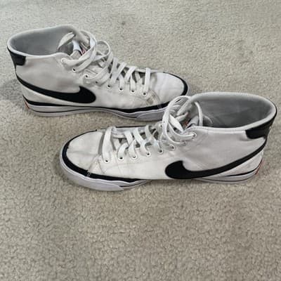 Nike Court Legacy Canvas Mid White Black Mens Size 9 Preowned - Thumbnail 3