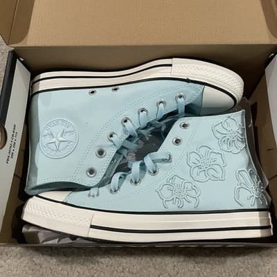 Converse Chuck Taylor High Top Flower Embroidery Light Blue Women’s Size 7.5 NWT - Thumbnail 10