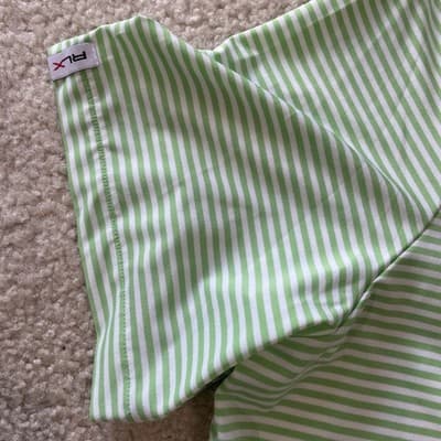 Polo Ralph Lauren rlx mens Golf Polo xl Green White Striped Leaf Logo Excellent - Thumbnail 4
