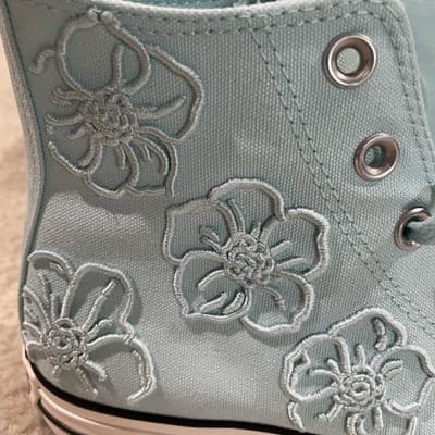 Converse Chuck Taylor High Top Flower Embroidery Light Blue Women’s Size 7.5 NWT - Thumbnail 7
