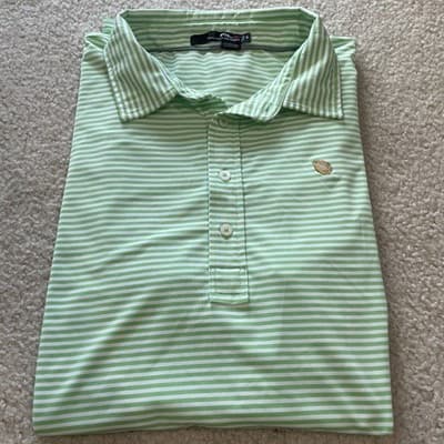 Polo Ralph Lauren rlx mens Golf Polo xl Green White Striped Leaf Logo Excellent - Thumbnail 11