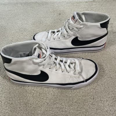 Nike Court Legacy Canvas Mid White Black Mens Size 9 Preowned - Thumbnail 2