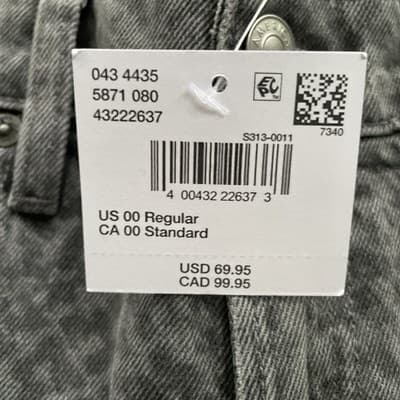 American Eagle Stovepipe High Rise Gray Black Patterned Jeans Womens 00/24 NWT - Thumbnail 7