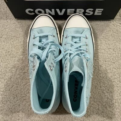 Converse Chuck Taylor High Top Flower Embroidery Light Blue Women’s Size 7.5 NWT - Thumbnail 6