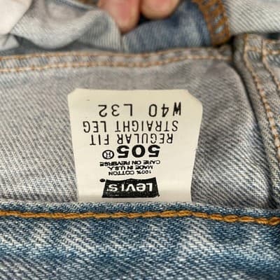 Levis 505 Regular Fit Straight Leg Made in USA Red Label 40x32 Light Blue Jeans - Thumbnail 5