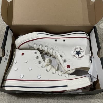 Converse Chuck Taylor High Top Canvas Heart Theme Vintage White Women Size 7 NWB - Thumbnail 7