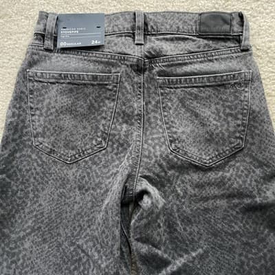 American Eagle Stovepipe High Rise Gray Black Patterned Jeans Womens 00/24 NWT - Thumbnail 5