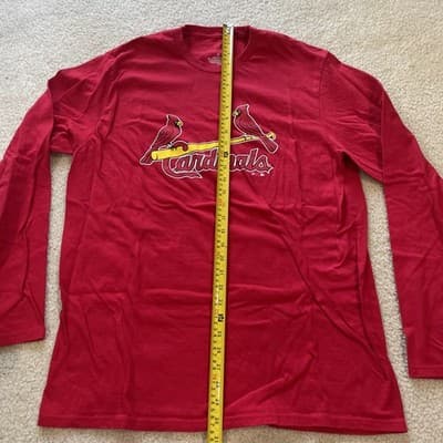 St. Louis Cardinals XL Long Sleeve Tee MLB Excellent Cotton Red Birds On Bat - Thumbnail 4