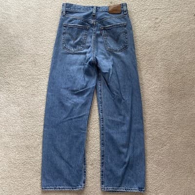 Levis Ribcage Straight Ankle Distressed Blue Jeans Womens 26 Preowned Excellent - Thumbnail 7