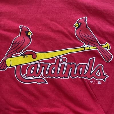 St. Louis Cardinals XL Long Sleeve Tee MLB Excellent Cotton Red Birds On Bat - Thumbnail 3