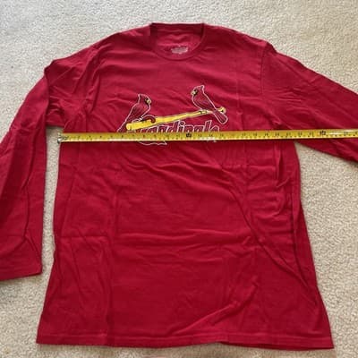 St. Louis Cardinals XL Long Sleeve Tee MLB Excellent Cotton Red Birds On Bat - Thumbnail 6