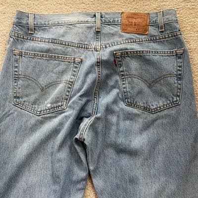 Levis 505 Regular Fit Straight Leg Made in USA Red Label 40x32 Light Blue Jeans - Thumbnail 10