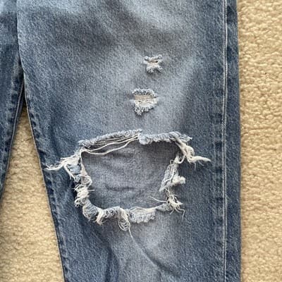 Levis Ribcage Straight Ankle Distressed Blue Jeans Womens 26 Preowned Excellent - Thumbnail 4