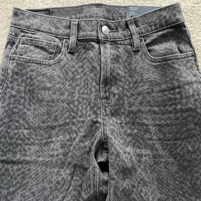 American Eagle Stovepipe High Rise Gray Black Patterned Jeans Womens 00/24 NWT - Thumbnail 6