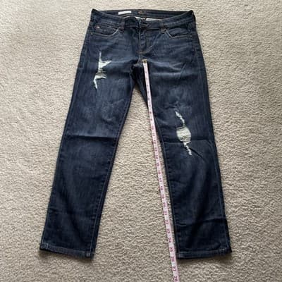 Kut From The Kloth Catherine Boyfriend Petite Distressed Womens 4P Blue Jeans - Thumbnail 4