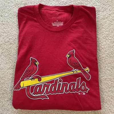 St. Louis Cardinals XL Long Sleeve Tee MLB Excellent Cotton Red Birds On Bat - Thumbnail 11