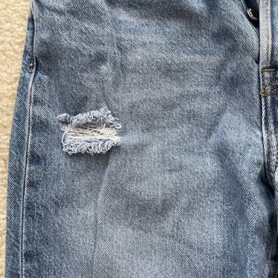 Levis Ribcage Straight Ankle Distressed Blue Jeans Womens 26 Preowned Excellent - Thumbnail 3