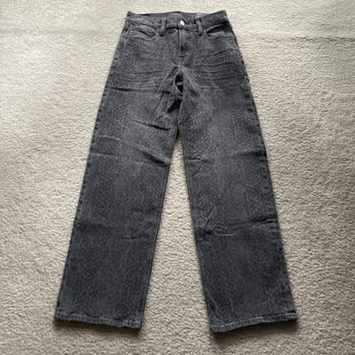 American Eagle Stovepipe High Rise Gray Black Patterned Jeans Womens 00/24 NWT - Thumbnail 3