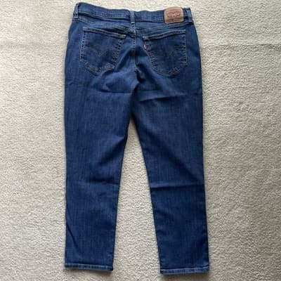 Levis Boyfriend Blue Jeans Tapered Leg Womens Size 31 Preowned - Thumbnail 7
