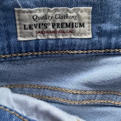 Levis 724 High Rise Straight Leg Distressed Rough Hem Blue Jeans Size 32 - Thumbnail 4