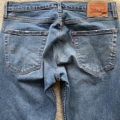 Levis 502 All Seasons Tech Blue Jeans Mens 32x32 Mild Distressed - Thumbnail 9