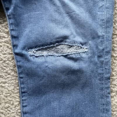 Levis 724 High Rise Straight Leg Distressed Rough Hem Blue Jeans Size 32 - Thumbnail 8