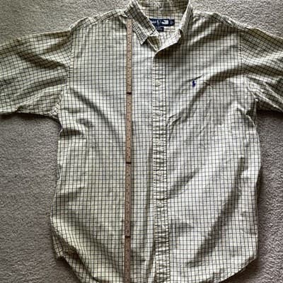 Ralph Lauren Short Sleeve Checkered Yellow Blue Blake Mens Shirt Size L Preowned - Thumbnail 4