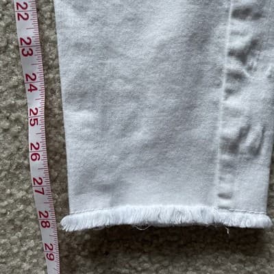 Jen7 By 7 For Al Mankind Cropped Skinny Frayed Hem White Jeans Womens 12 - Thumbnail 4