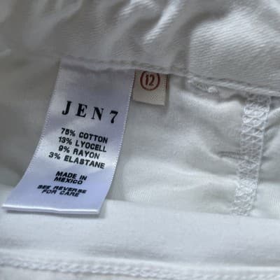 Jen7 By 7 For Al Mankind Cropped Skinny Frayed Hem White Jeans Womens 12 - Thumbnail 12