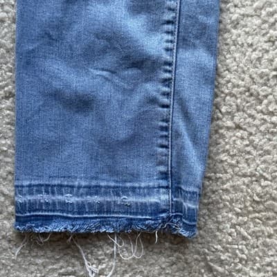 Levis 724 High Rise Straight Leg Distressed Rough Hem Blue Jeans Size 32 - Thumbnail 7